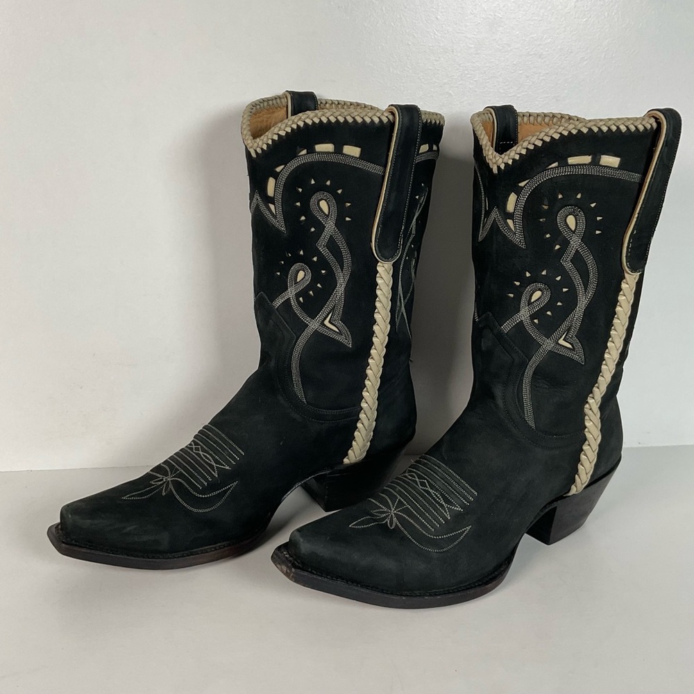 Liberty Handmade Cowgirl Boots | Nubuck Suede | Braided | Women’s 8 B